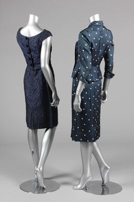 Lot 52 - A Forman & Gumner of Boston petrol blue polka...