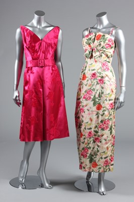 Lot 56 - A printed chine-effect satin evening gown,...