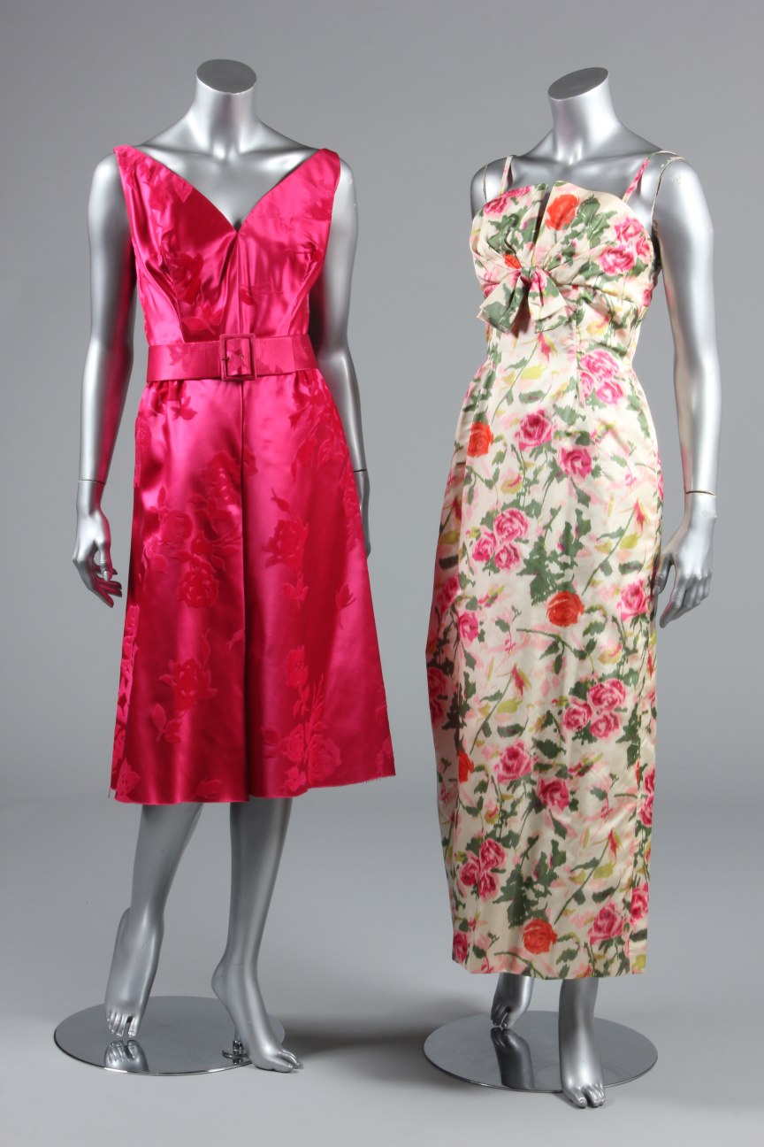 Lot 56 - A printed chine-effect satin evening gown,