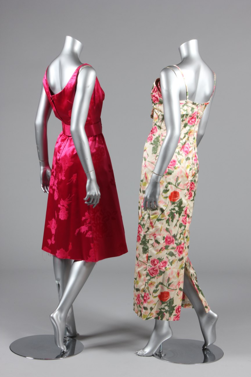 Lot 56 - A printed chine-effect satin evening gown,