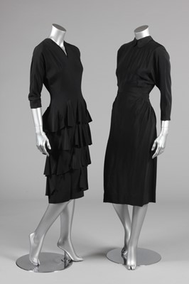 Lot 62 - An Irene black silk dinner gown, late 1940s,...