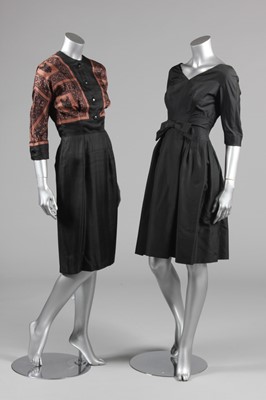 Lot 64 - Four dinner dresses, mainly black, late 1950s...