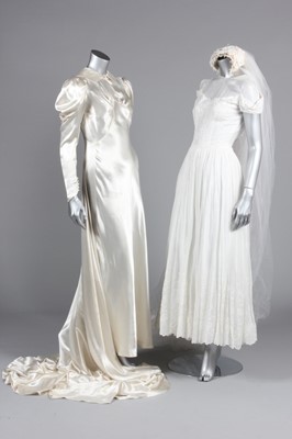 Lot 65 - Four bridal gowns, 1940s-early 60s, including...