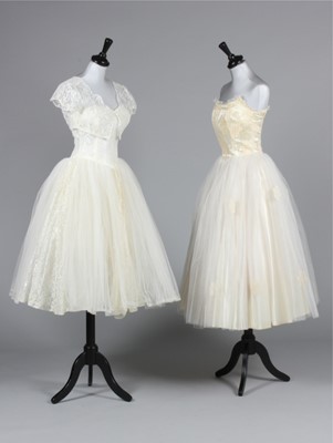 Lot 65 - Four bridal gowns, 1940s-early 60s, including...