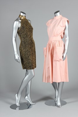 Lot 75 - An Oleg Cassini steel-grey wool dress-suit...