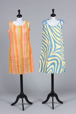 Lot 93 - Three paper dresses in psychedelic swirls and...