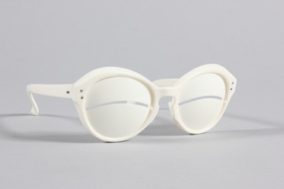 Lot 114 - A pair of Courrèges white plastic sunglasses,...