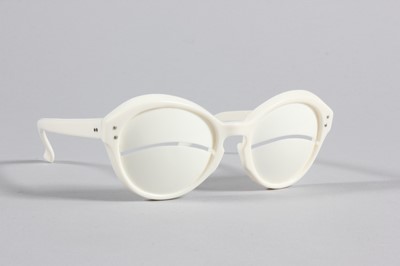 Lot 16 - A pair of Courrèges white plastic sunglasses,...