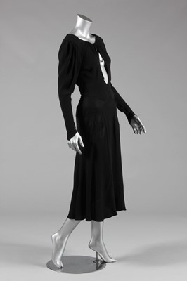 Lot 128 - An Ossie Clark black moss crpe and satin...