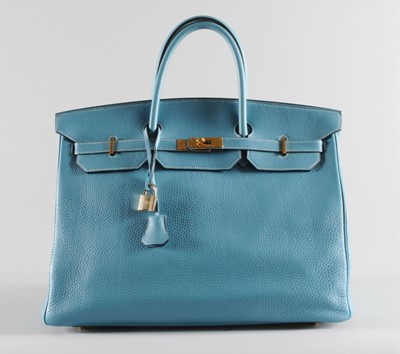 Lot 4 - An Hermès bleu jean clemence leather Birkin...
