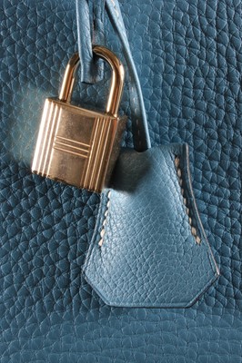 Lot 4 - An Hermès bleu jean clemence leather Birkin...