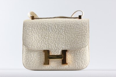 Lot 17 - An Hermès white whaleskin Constance handbag,...