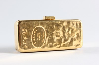 Lot 6 - A Chanel gilt metal gold bullion minaudiere,...