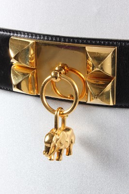 Lot 1 - An Hermès black leather collier de chien belt,...
