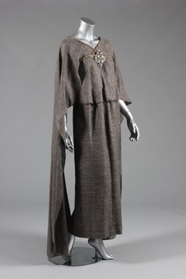 Lot 169 - A Chanel grey tweed gown with 'gem' encrusted...