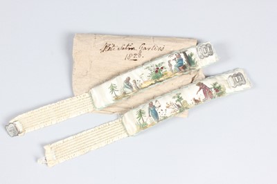 Lot 40 - A rare pair of printed and painted satin...