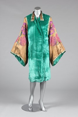 Lot 51 - A Maison Worth jade-green velvet orientalist...