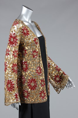 Lot 56 - A gold and wine sequined evening jacket, late...