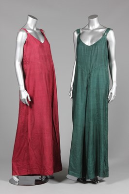 Lot 67 - Two pairs of silk lounging dungarees,...