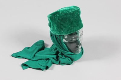 Lot 100 - A Balenciaga jade-green velvet hat, probably...