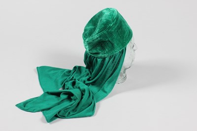 Lot 100 - A Balenciaga jade-green velvet hat, probably...
