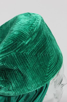 Lot 100 - A Balenciaga jade-green velvet hat, probably...