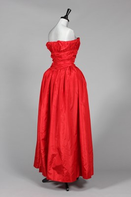 Lot 85 - A Christian Dior London deep scarlet taffeta...