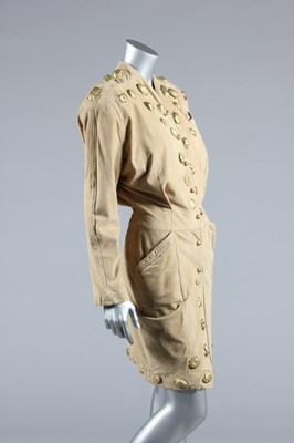 Lot 65 - A Thierry Mugler beige suede coat-dress, mid...