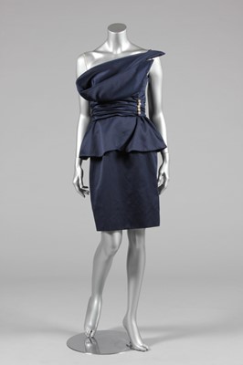 Lot 74 - A Victor Costa navy gabardine cocktail dress,...