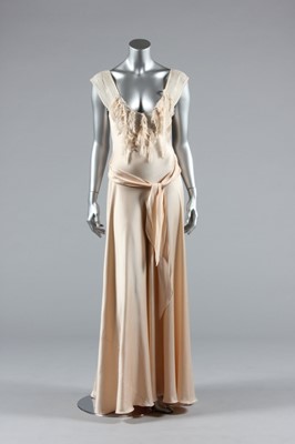 Lot 78 - A Paco Rabanne oyster satin bias cut evening...