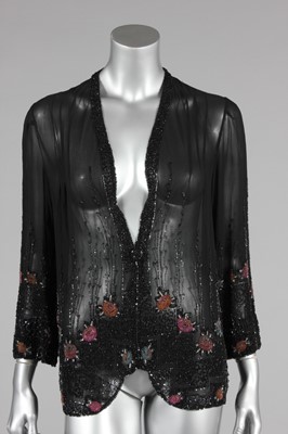 Lot 109 - A beaded black chiffon jacket,late 1920s,...