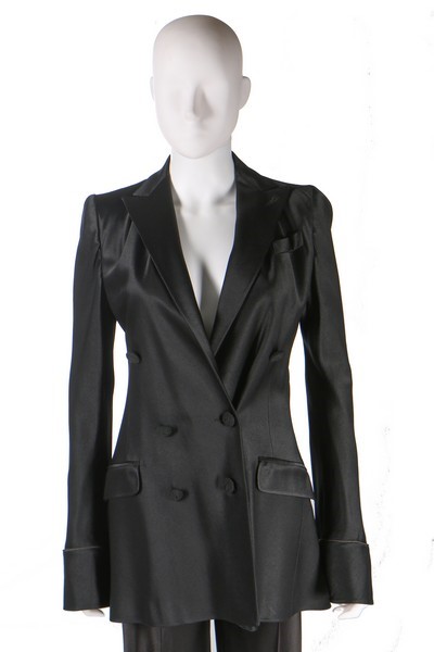 Lot 274 - A John Galliano satin trouser suit, 'Black'