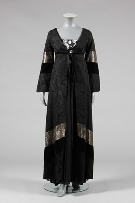 Lot 145 - A Thea Porter black damask satin evening coat,...