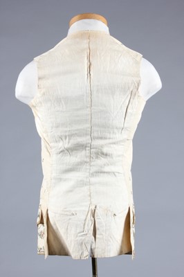 Lot 149 - An embroidered ivory silk waistcoat, 1770s,...