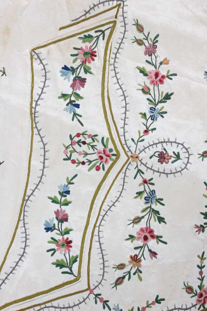 Lot 149 - An embroidered ivory silk waistcoat, 1770s,