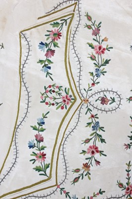 Lot 149 - An embroidered ivory silk waistcoat, 1770s,...