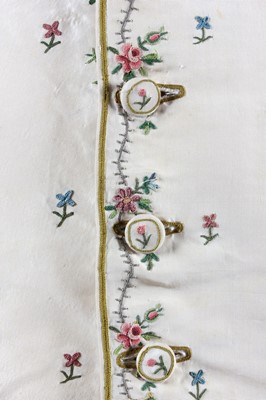 Lot 149 - An embroidered ivory silk waistcoat, 1770s,...