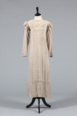 Lot 156 - A dove grey-damask crepe dress, circa 1820,...