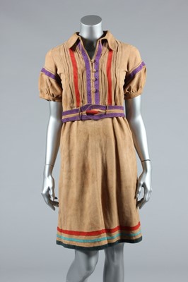 Lot 163 - A Jean Muir brown suede dress, late...