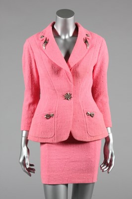 Lot 175 - A Thierry Mugler deep rose pink tweed effect...