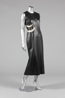 Lot 184 - An Alexander McQueen black leather dress, 1997,...