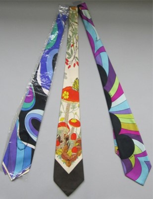 Lot 209 - Two Pucci printed silk psychedelic men's ties,...