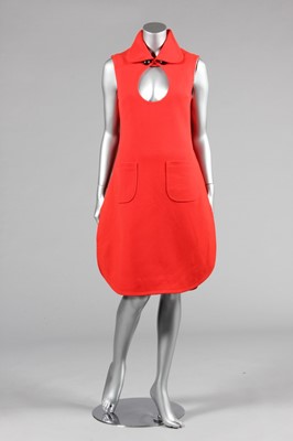 Lot 229 - A Pierre Cardin red wool tabard-dress, early...