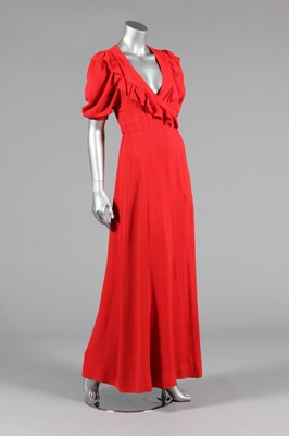 Lot 230 - An Ossie Clark red moss crepe dress, 1970s,...