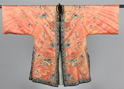 Lot 218 - A ladies peach satin informal robe, Chinese,...