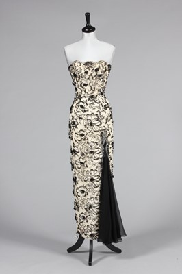 Lot 268 - A Ceil Chapman black and ivory beaded guipure...