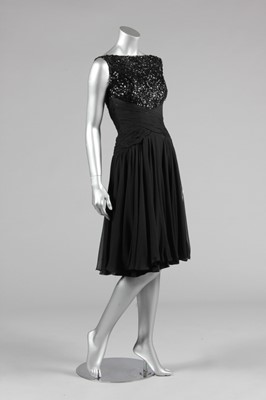 Lot 269 - A Ceil Chapman black chiffon and sequined...