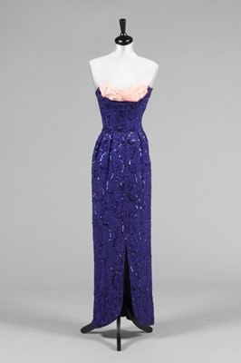 Lot 274 - A Ceil Chapman sequined and beaded purple...