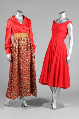 Lot 277 - A Ceil Chapman red organdy cocktail dress,...