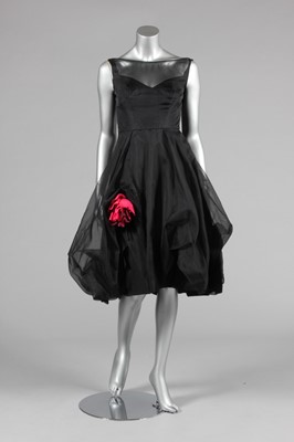 Lot 279 - A Ceil Chapman black organza cocktail dress,...